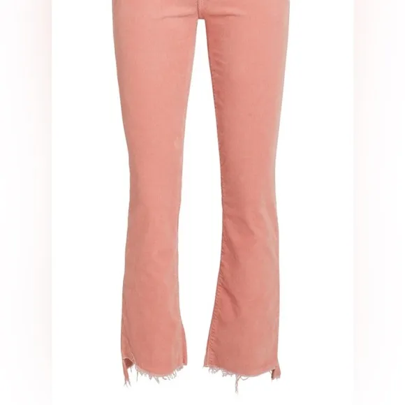Mother Insider Crop Step Fray Pink Eraser Corduroy size 25 $238 retail
