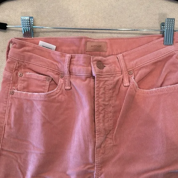 Mother Insider Crop Step Fray Pink Eraser Corduroy size 25 $238 retail