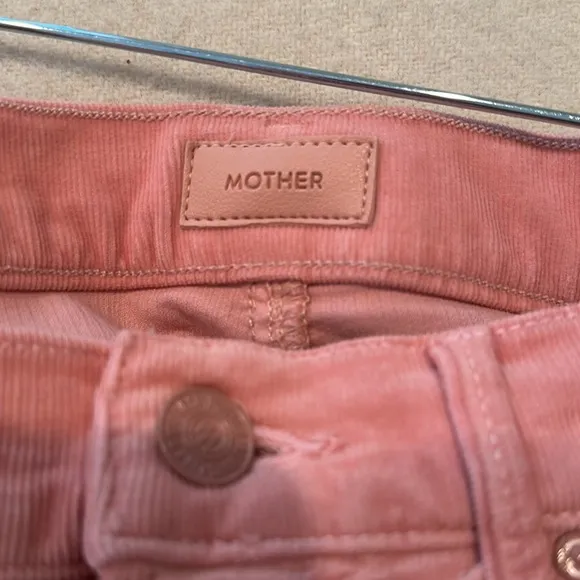 Mother Insider Crop Step Fray Pink Eraser Corduroy size 25 $238 retail
