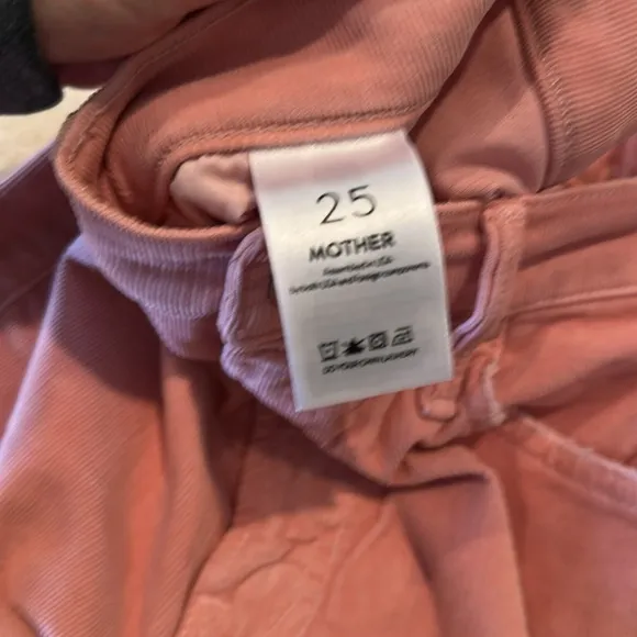 Mother Insider Crop Step Fray Pink Eraser Corduroy size 25 $238 retail
