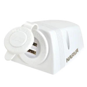 Narva Heavy-Duty Surface Mount Dual USB Socket  - 81154WBL