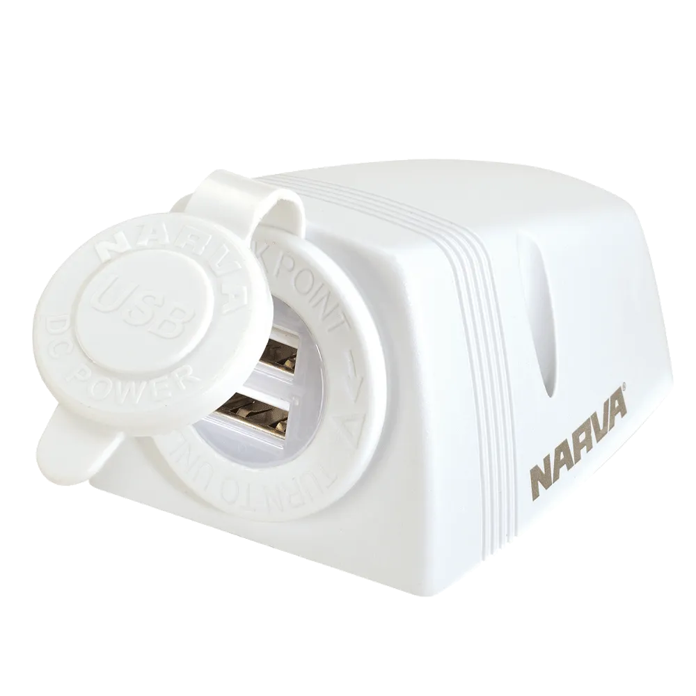 Narva Heavy-Duty Surface Mount Dual USB Socket  - 81154WBL