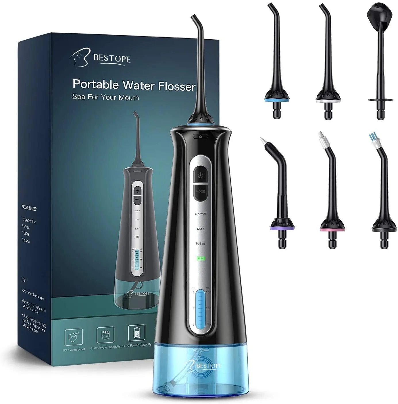 Ne win box! Cordless Portable Water Flosser with 3 Modes, 6 jets! Waterproof & rechargeable!