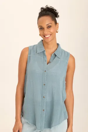 Otto Sleeveless Gauze Button-Up