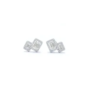Parallel Emerald Cut Stud Earrings