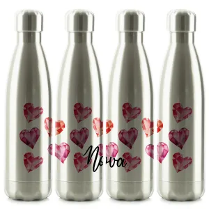 Personalised Cola Bottle with Stylish Text and Crystal Hearts Print