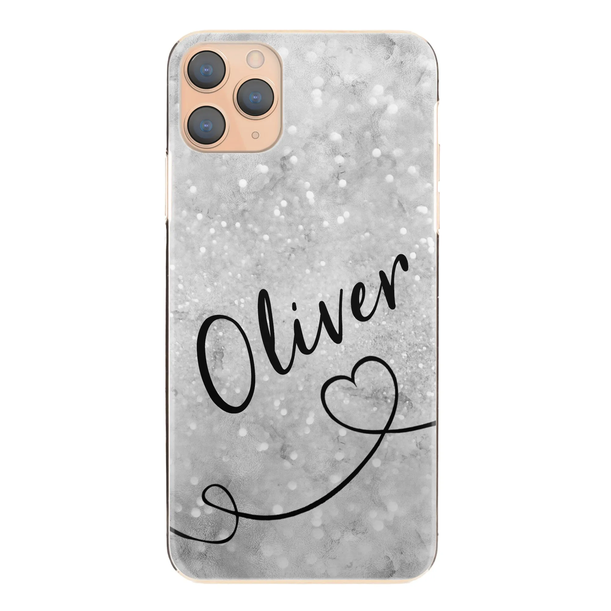 Personalised OnePlus Phone Hard Case with Stylish Text and Heart Line on Textured Grey