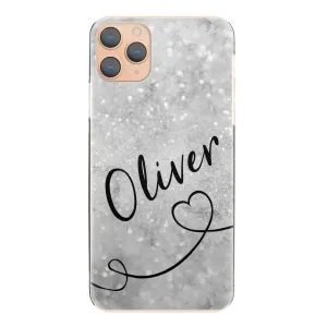 Personalised OnePlus Phone Hard Case with Stylish Text and Heart Line on Textured Grey