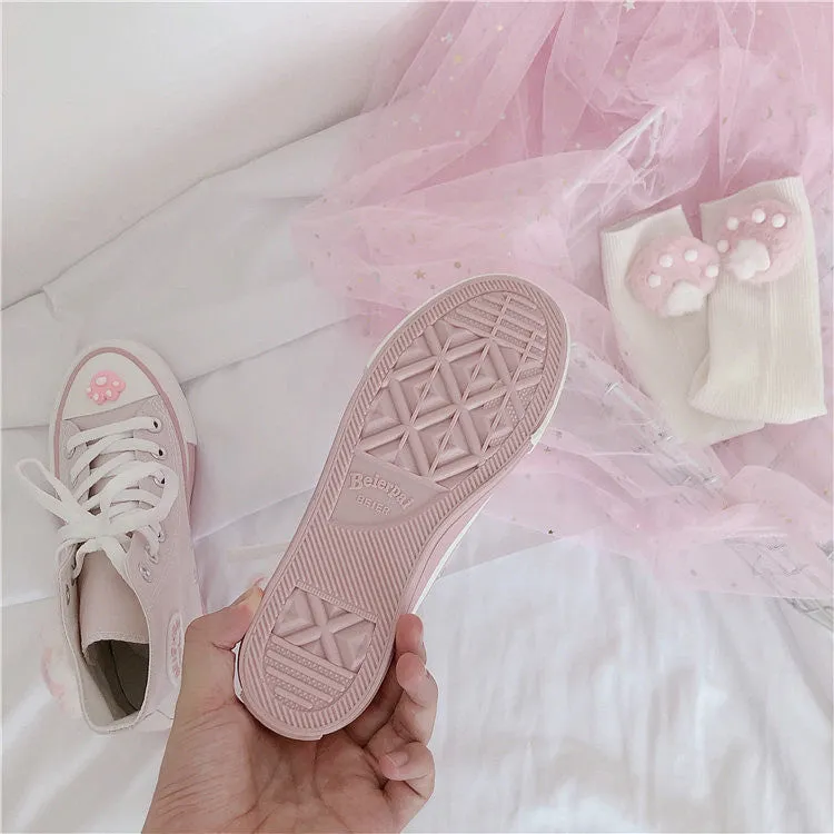 Pink cat claw canvas shoes yc22358