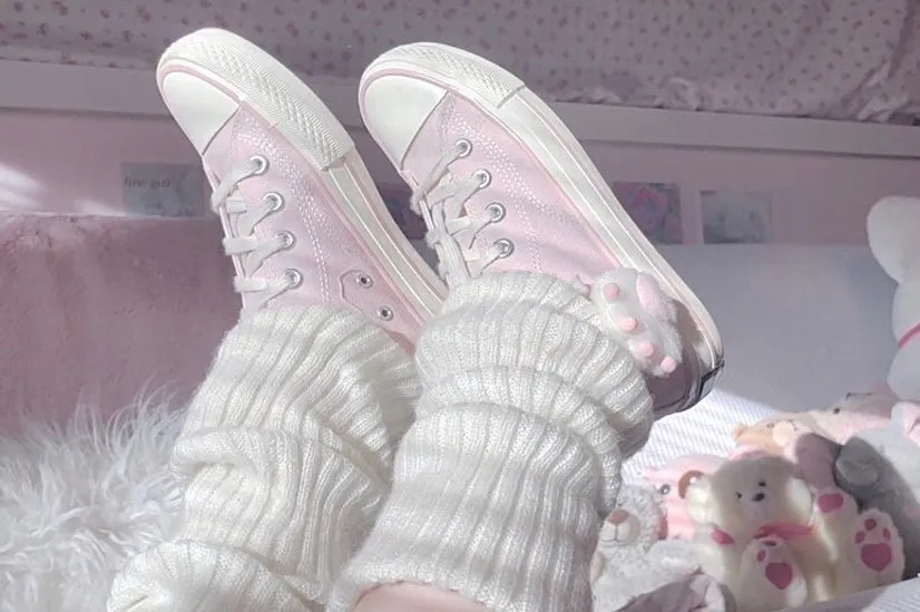 Pink cat claw canvas shoes yc22358