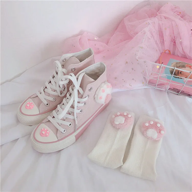 Pink cat claw canvas shoes yc22358