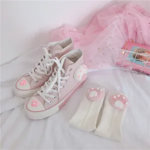 Pink cat claw canvas shoes yc22358