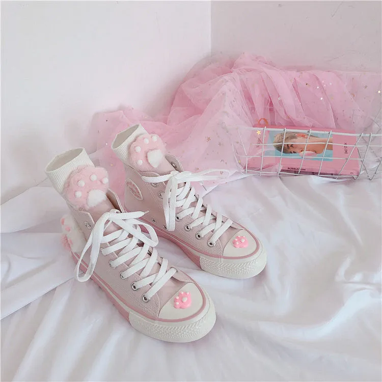 Pink cat claw canvas shoes yc22358