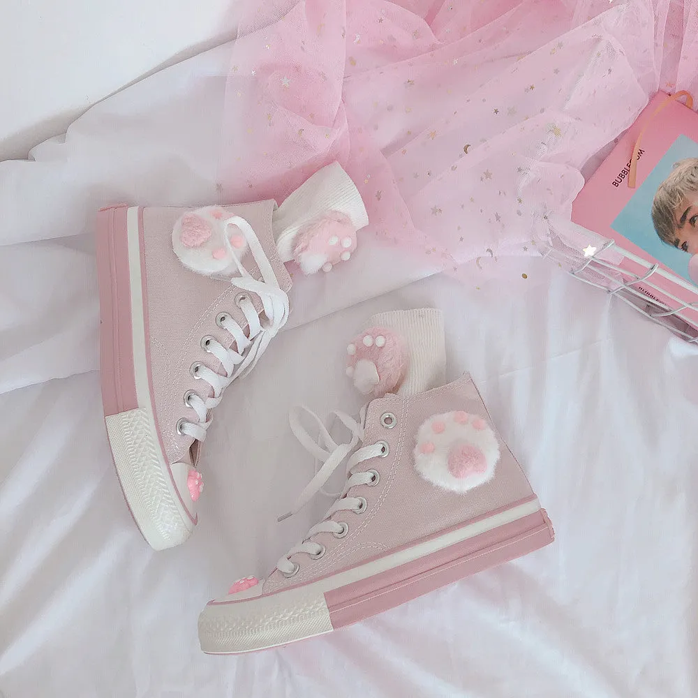 Pink cat claw canvas shoes yc22358