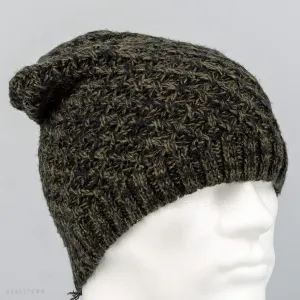 Pletená zimná čiapka MZ72 AC Happy knit beanie TW kaki/čierna