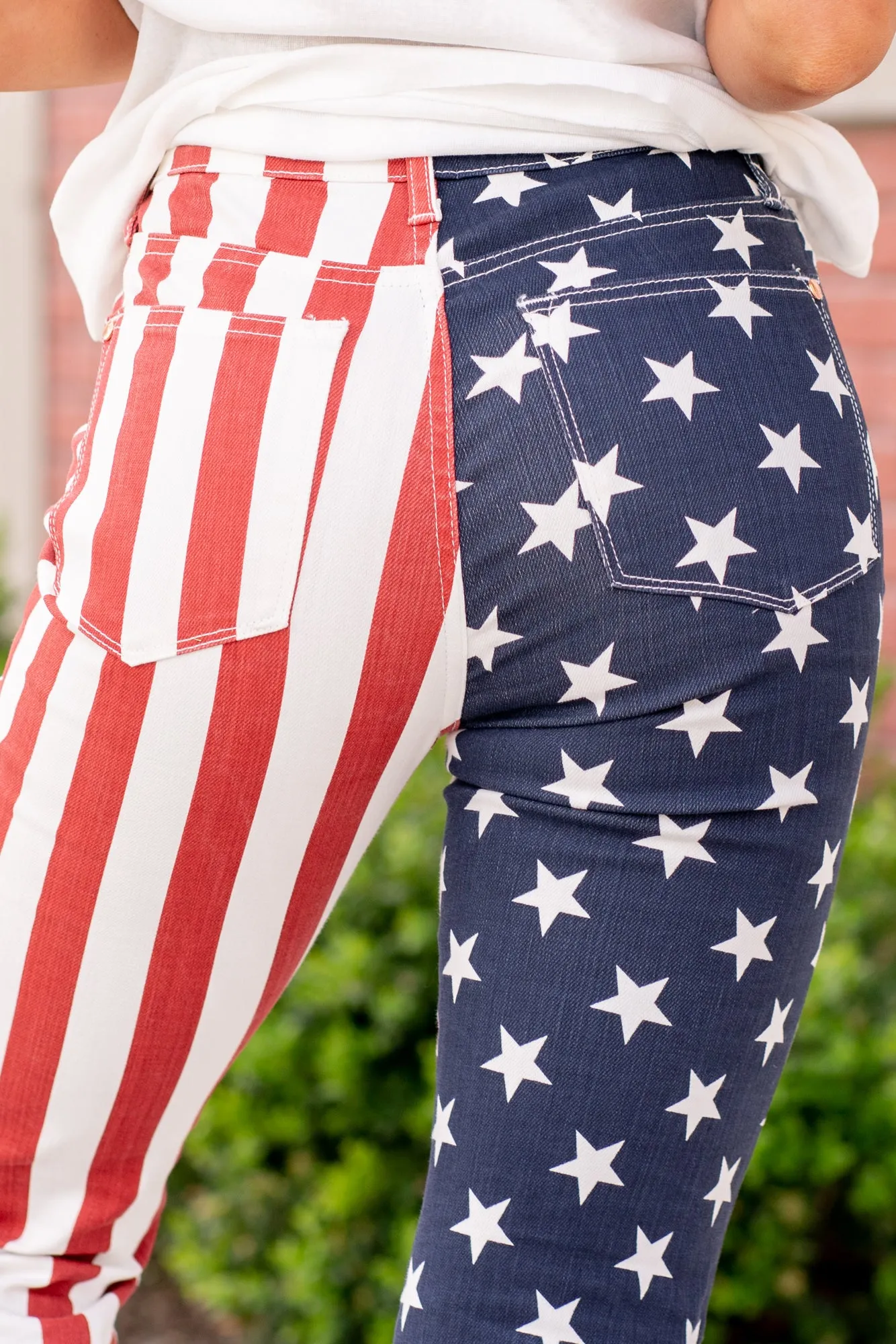 Plus Size American Flag Print High Rise Flare