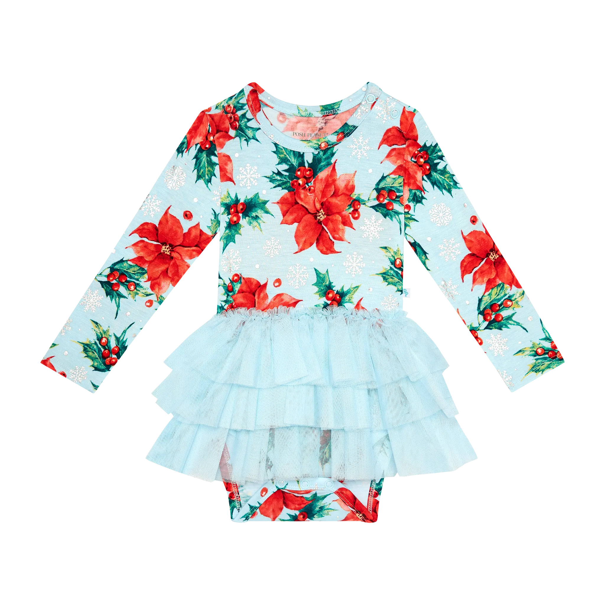 Posh Peanut - Winter Lily Long Sleeve Tulle Skirt Bodysuit