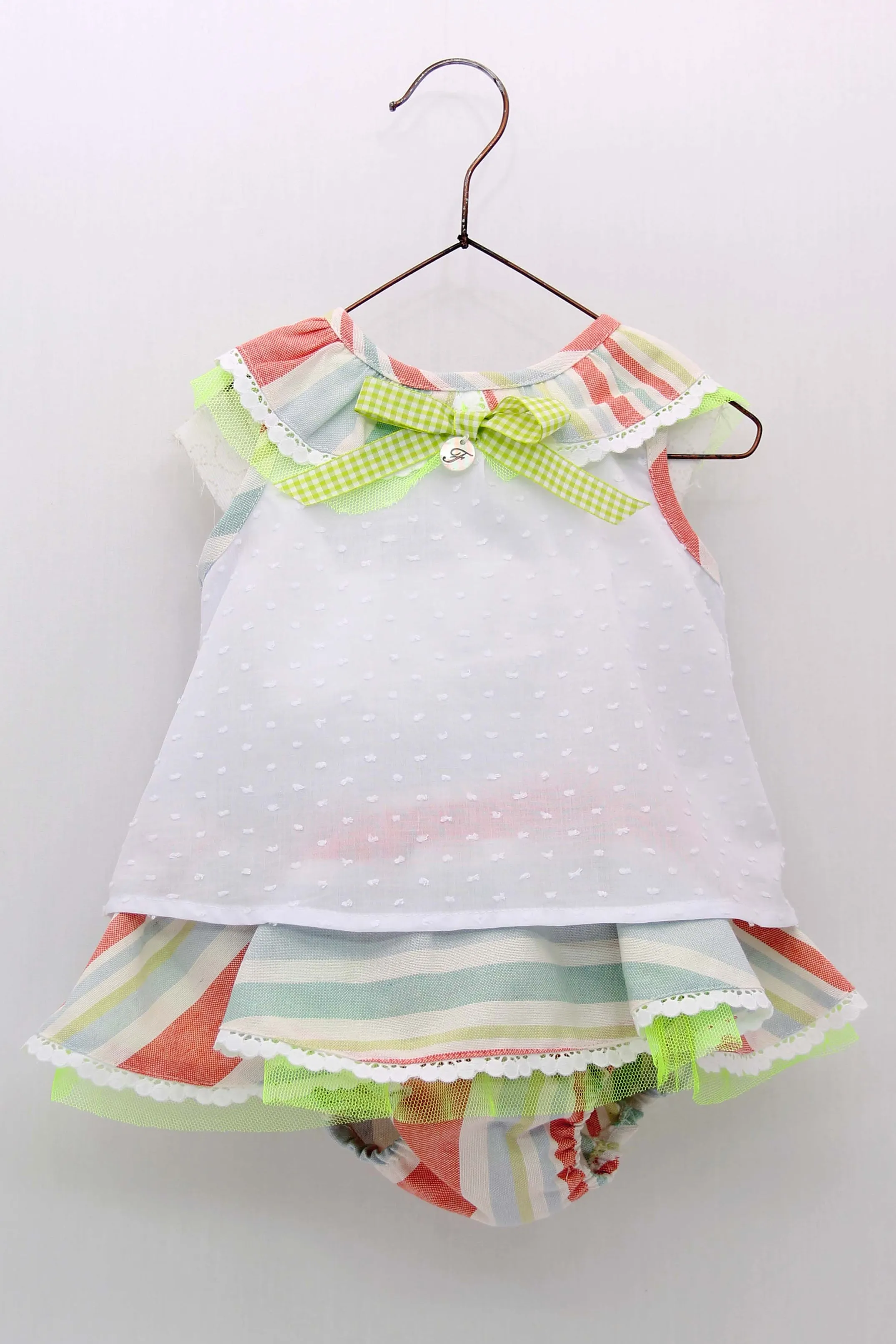 "Calypso" Multicoloured Stripe Blouse & Skirt