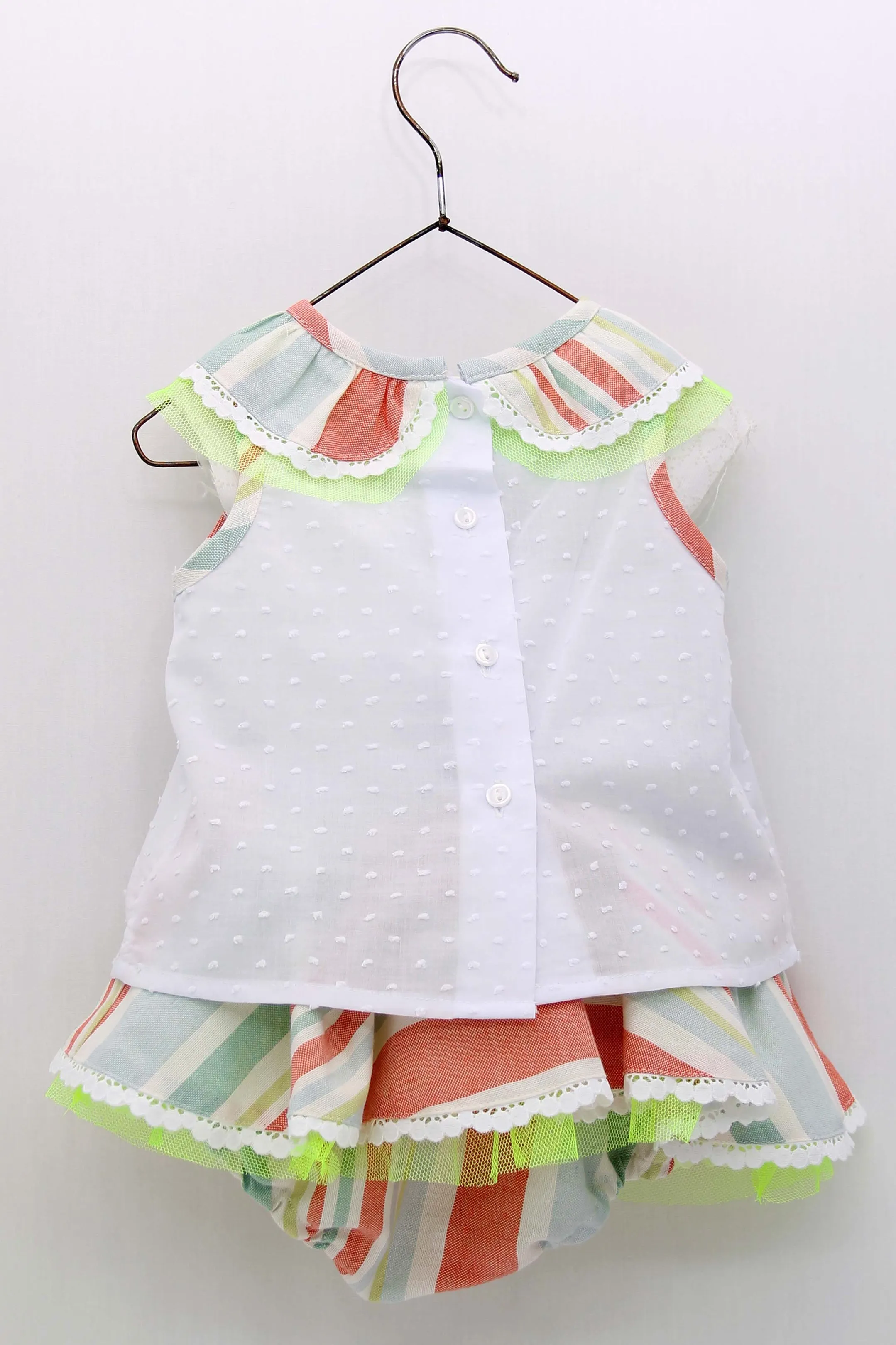 "Calypso" Multicoloured Stripe Blouse & Skirt