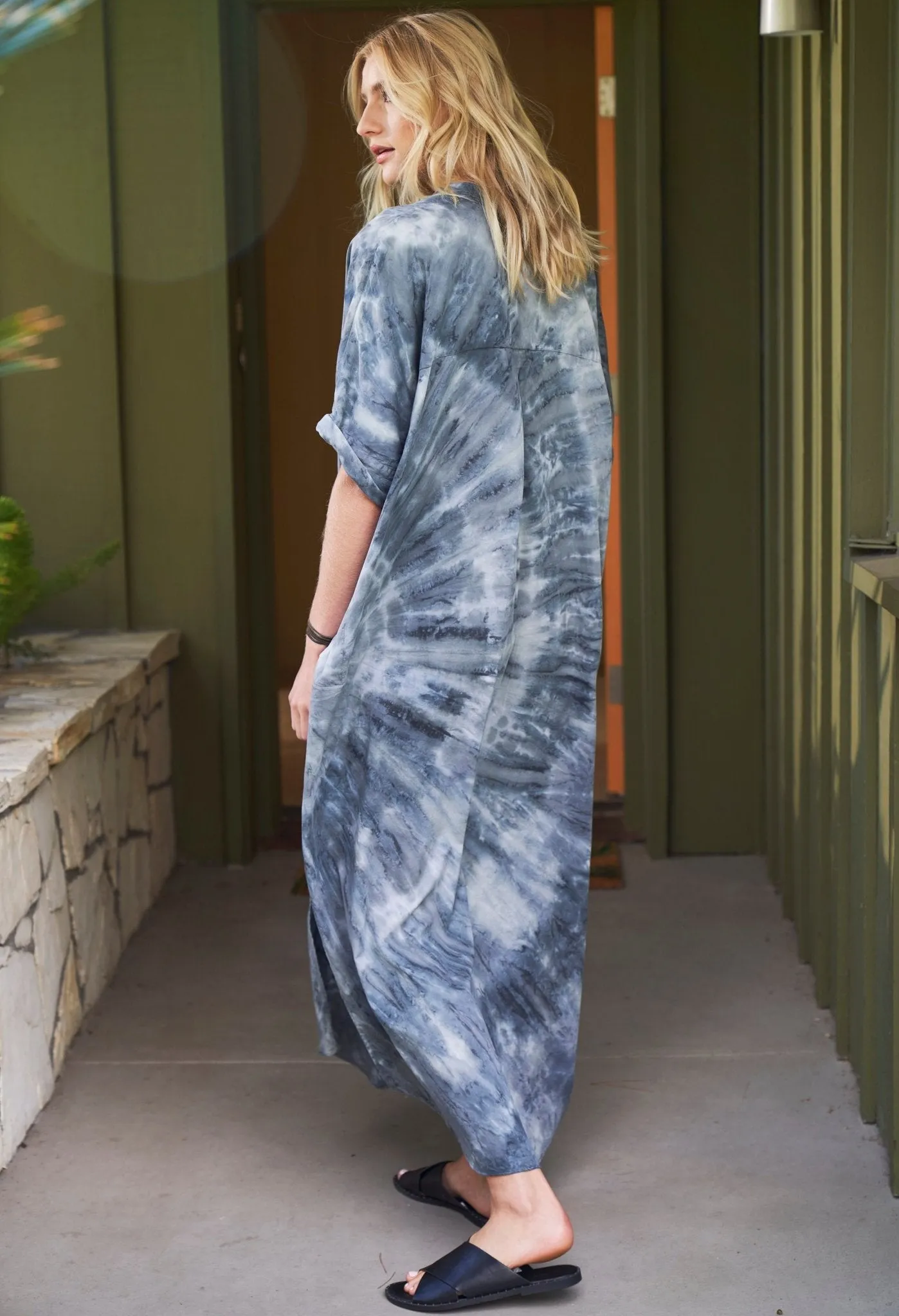 re:hOMe - Moon Glow Blue Grey Cotton Long Easy Dress