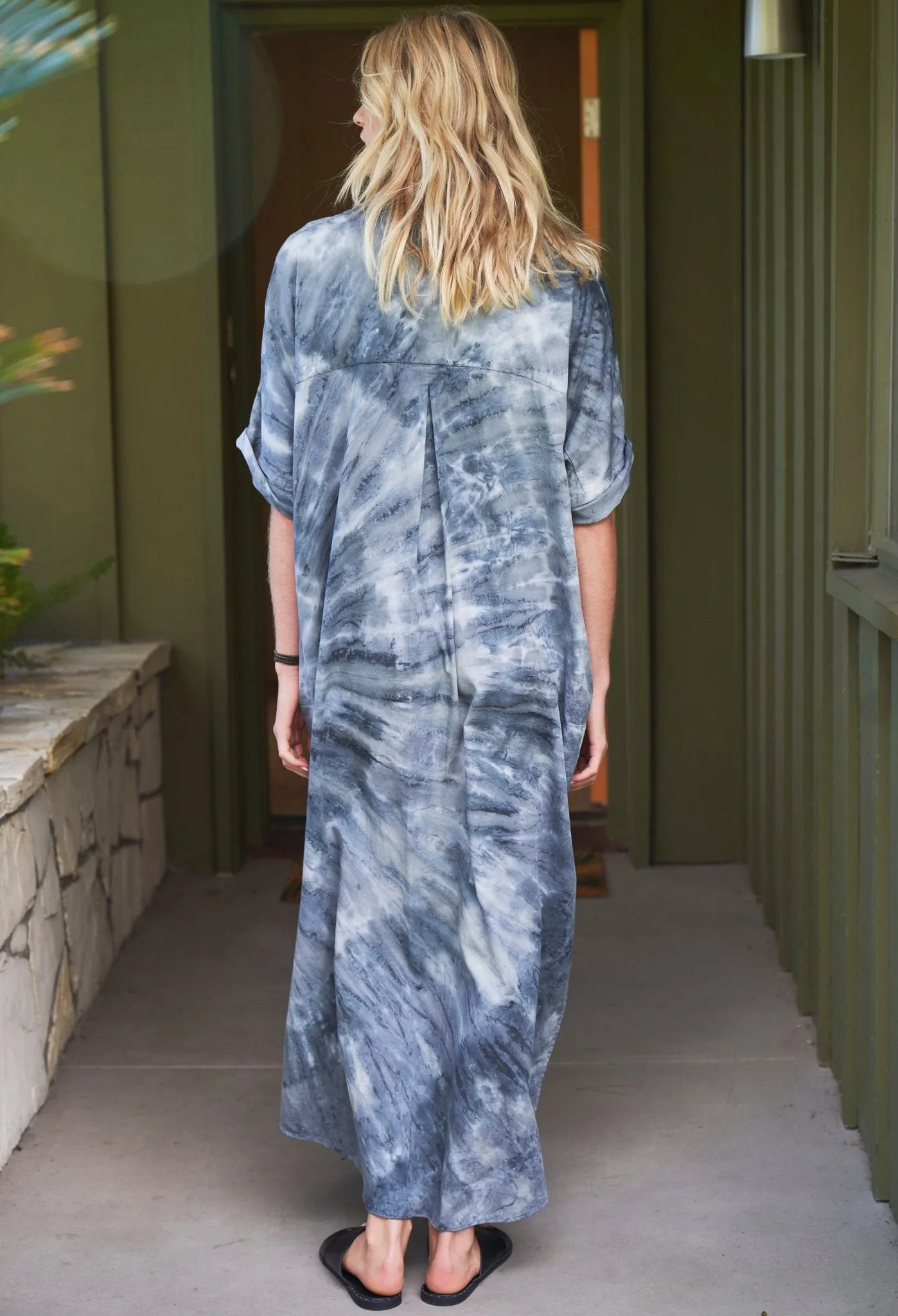 re:hOMe - Moon Glow Blue Grey Cotton Long Easy Dress