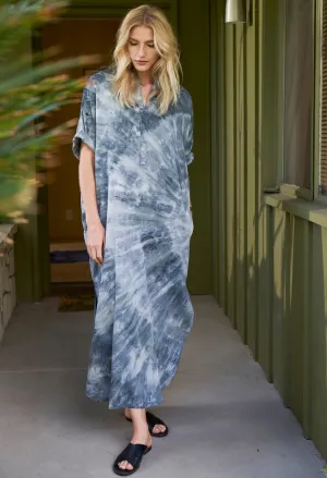 re:hOMe - Moon Glow Blue Grey Cotton Long Easy Dress