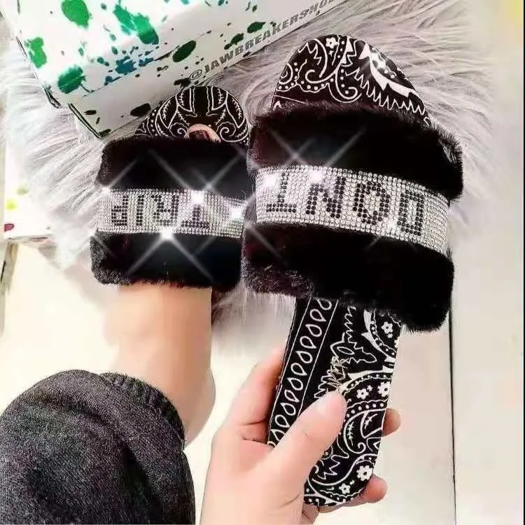 Rhinestone alphabet slippers