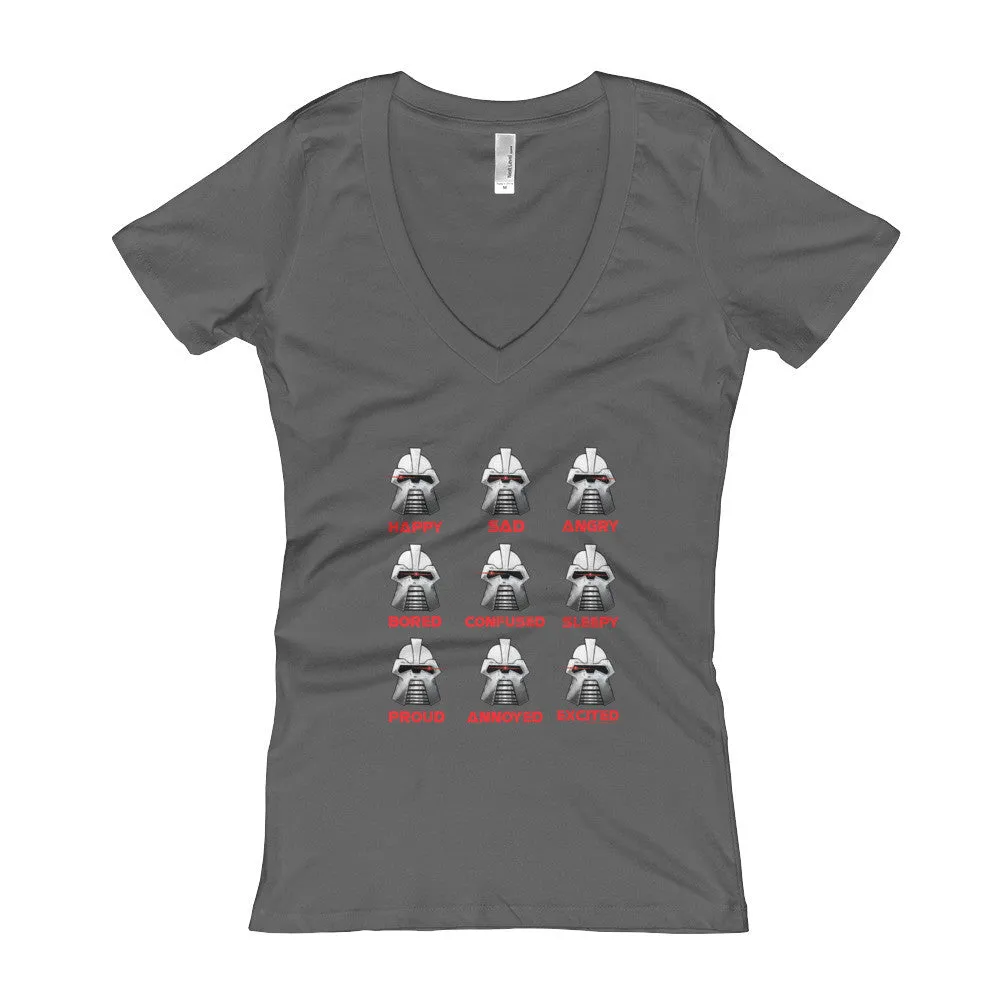Robot Moods Emotion Chart Fitted V-Neck T-Shirt