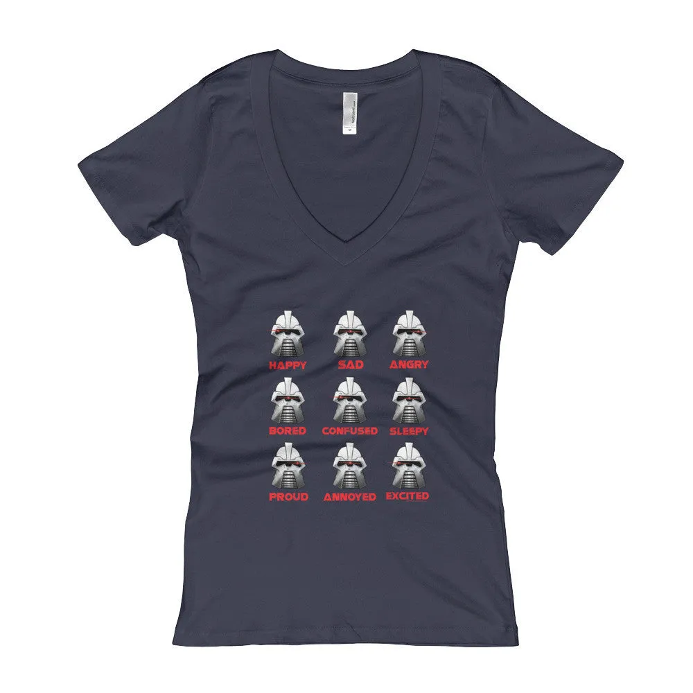 Robot Moods Emotion Chart Fitted V-Neck T-Shirt