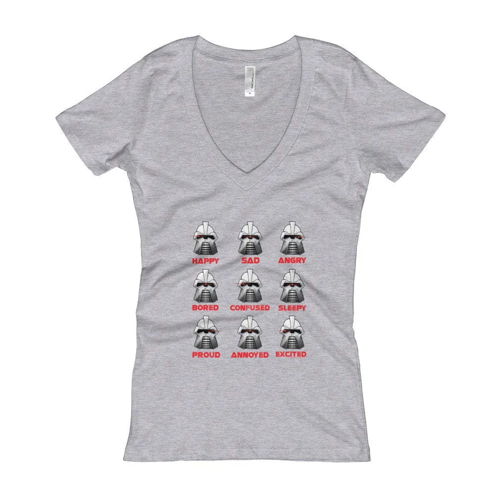 Robot Moods Emotion Chart Fitted V-Neck T-Shirt