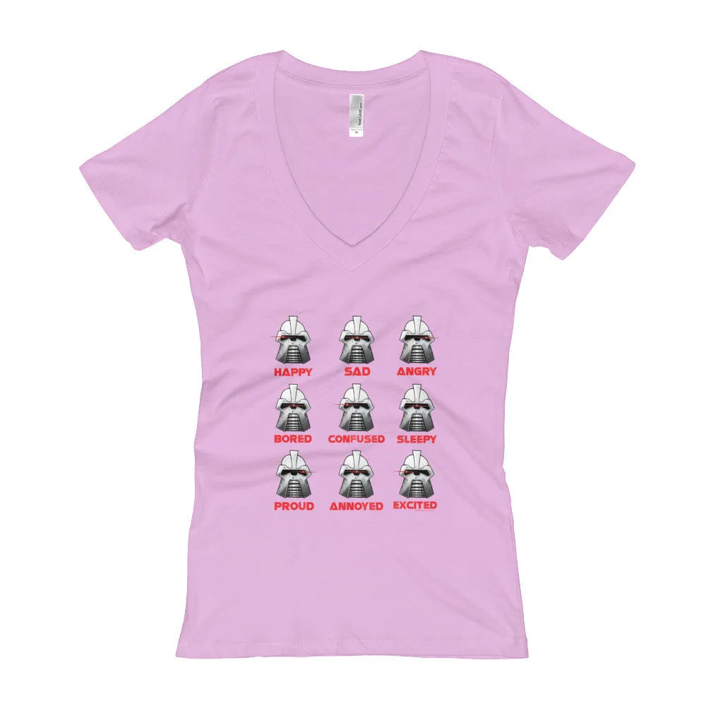 Robot Moods Emotion Chart Fitted V-Neck T-Shirt