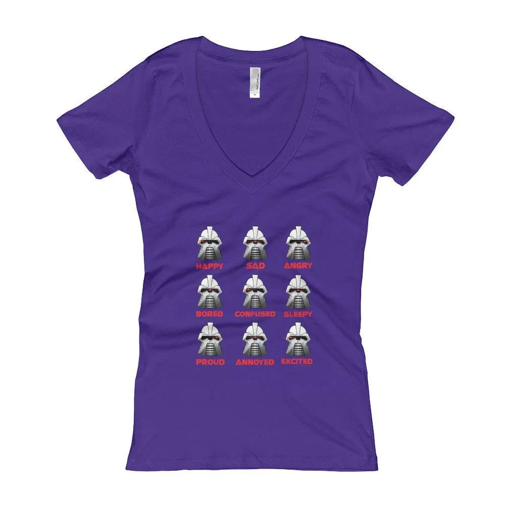 Robot Moods Emotion Chart Fitted V-Neck T-Shirt