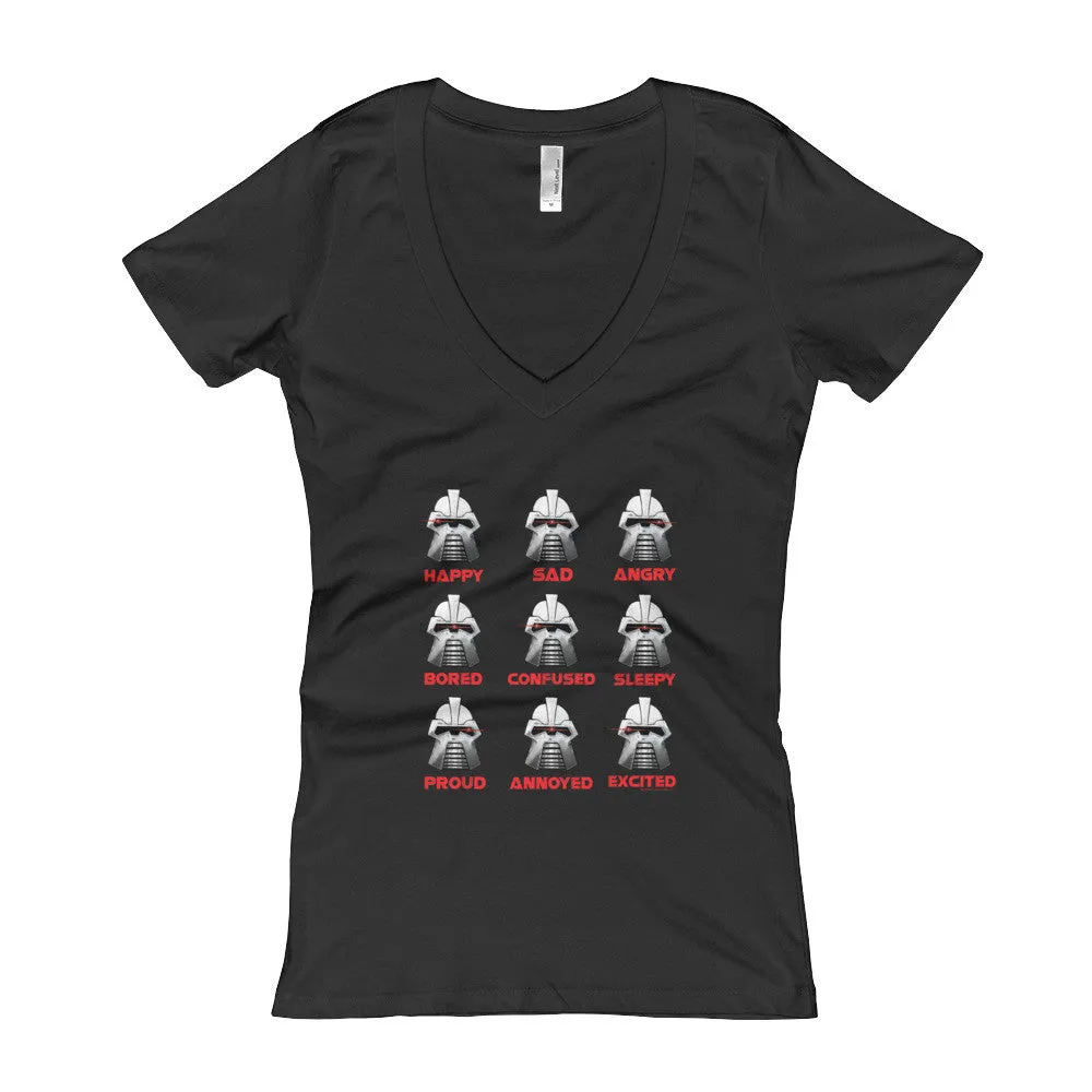 Robot Moods Emotion Chart Fitted V-Neck T-Shirt