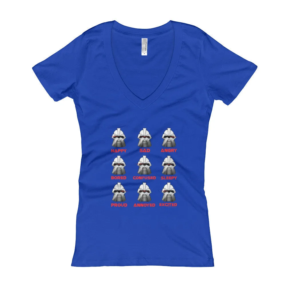 Robot Moods Emotion Chart Fitted V-Neck T-Shirt