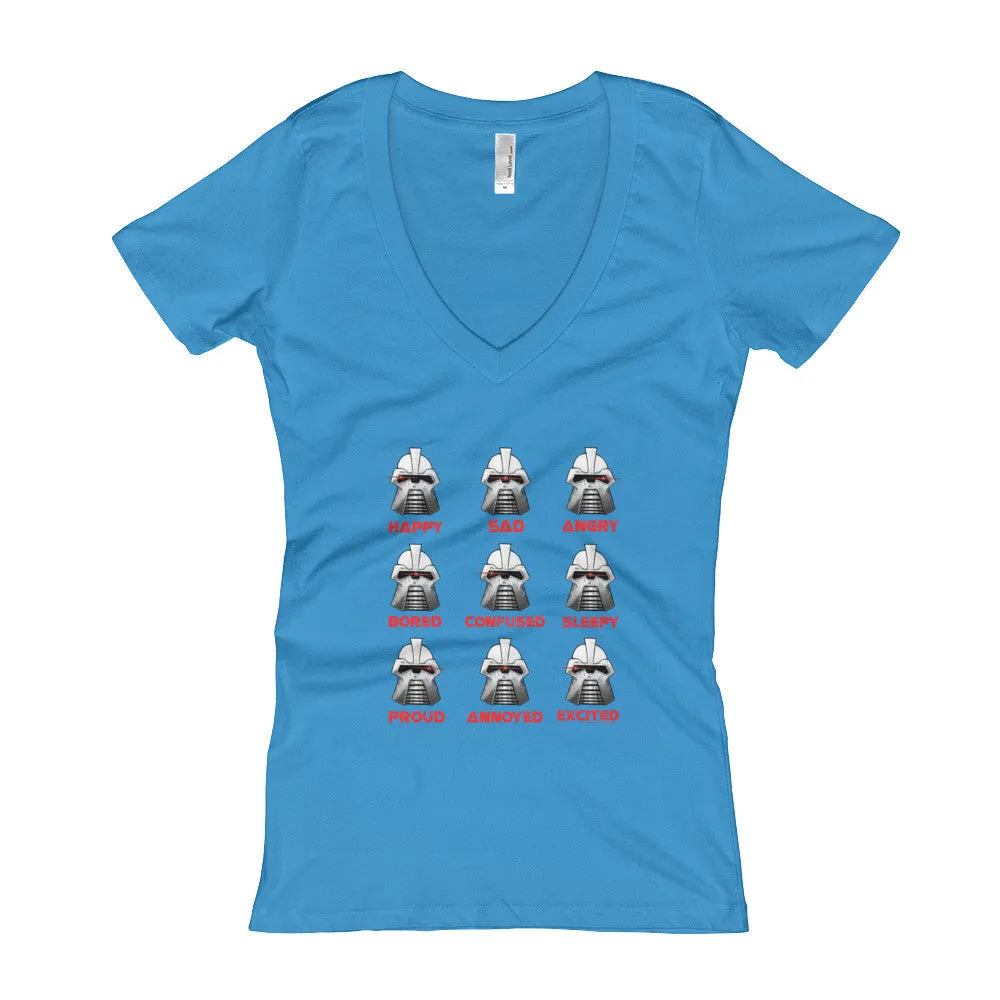 Robot Moods Emotion Chart Fitted V-Neck T-Shirt