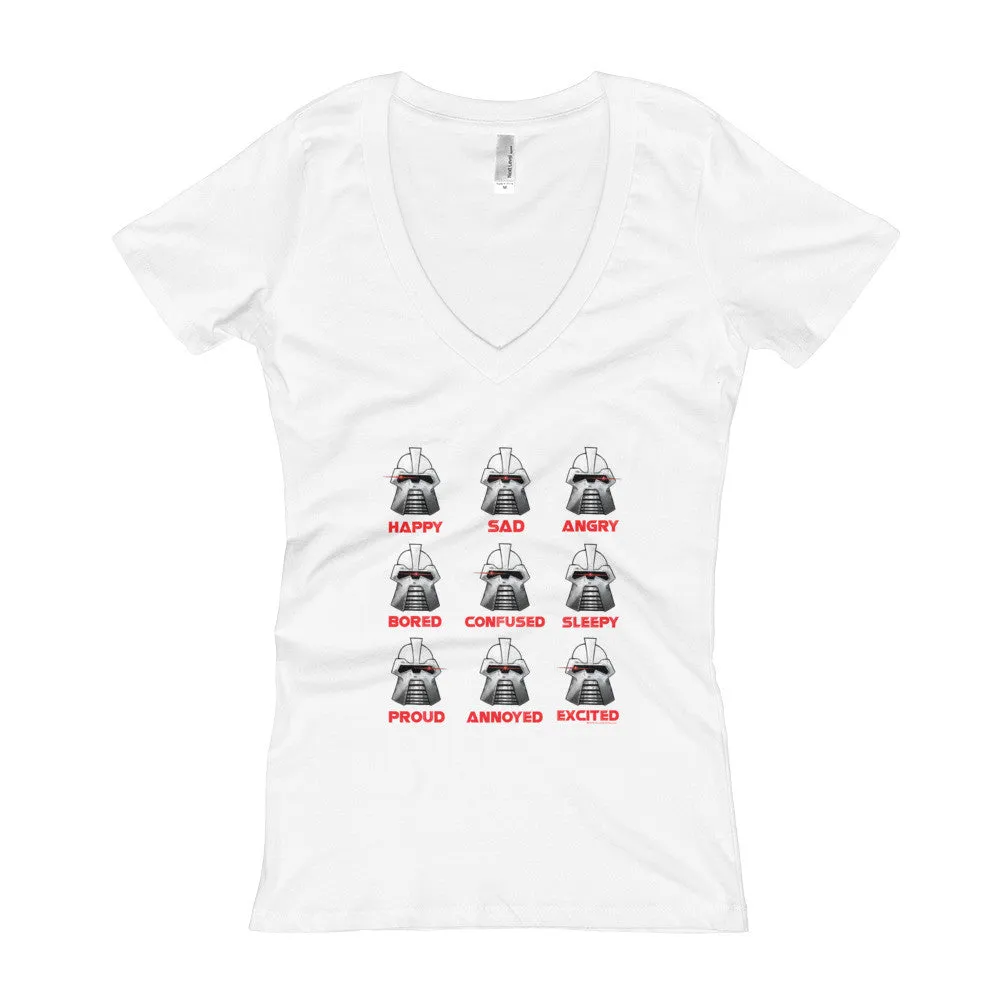 Robot Moods Emotion Chart Fitted V-Neck T-Shirt