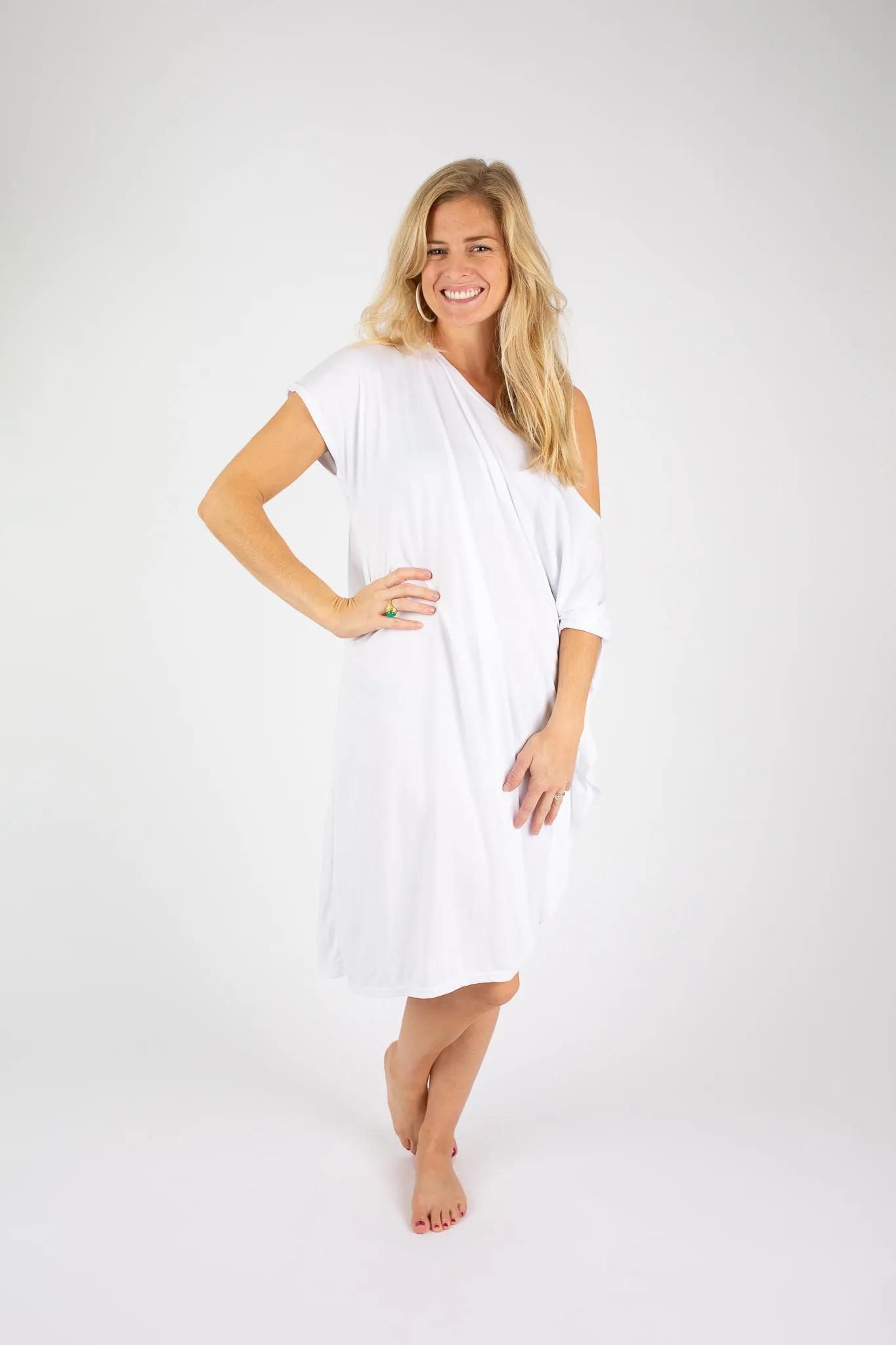 Sand Dunes White Mini Coastal Caftan
