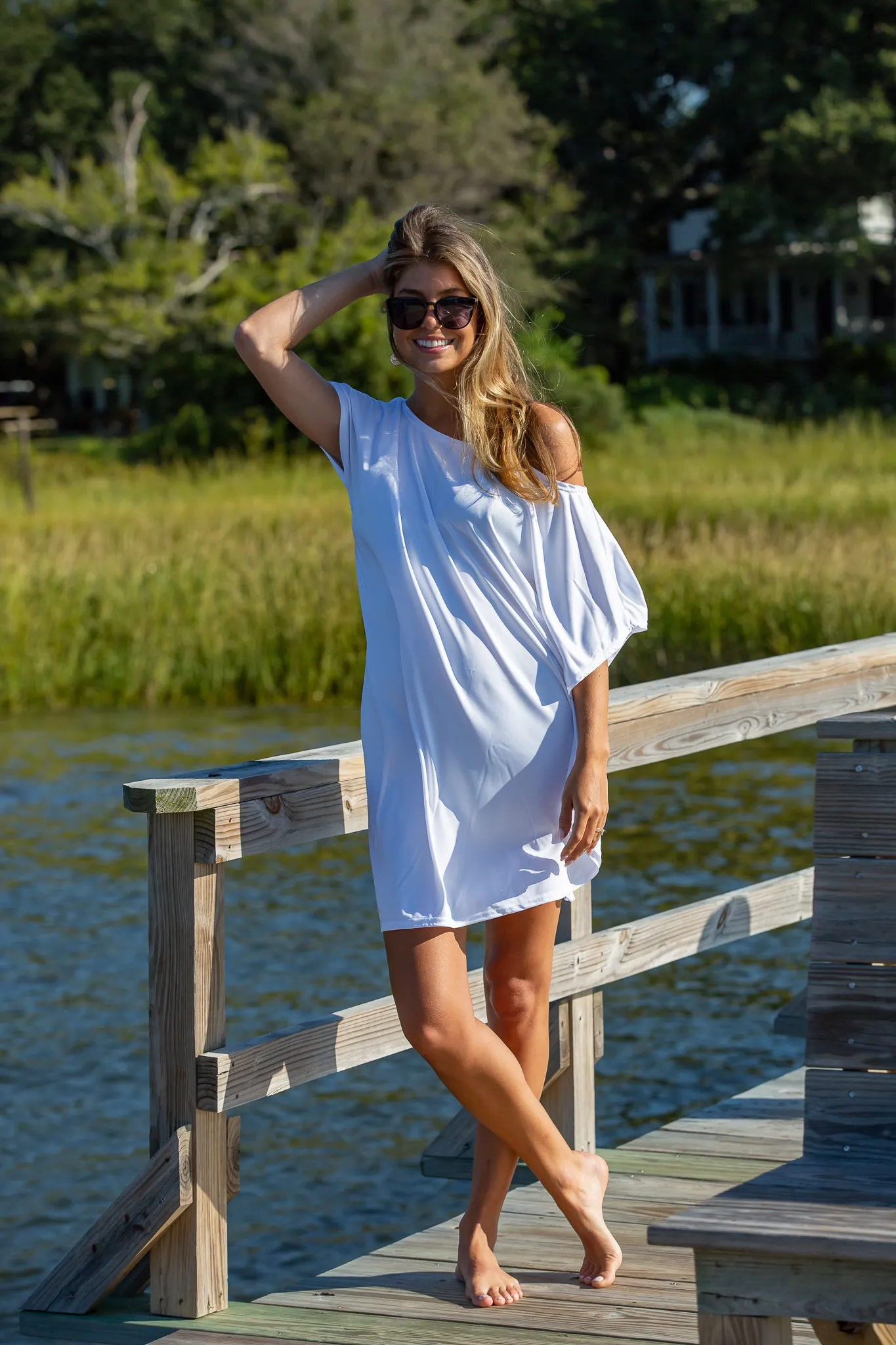 Sand Dunes White Mini Coastal Caftan