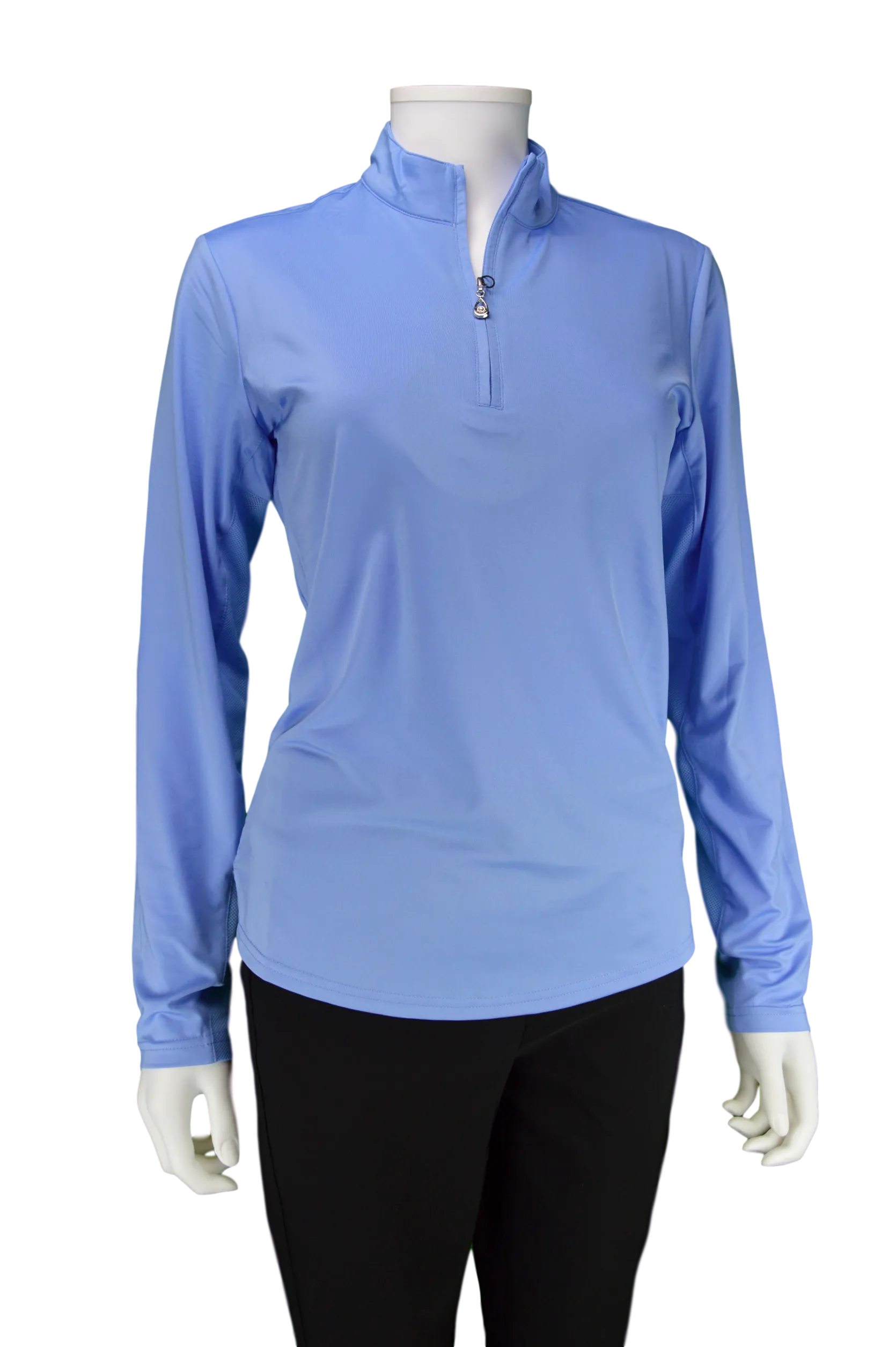 SanSoleil 900434 SunGlow Zip Mock. Cornflower Blue | SPF 50