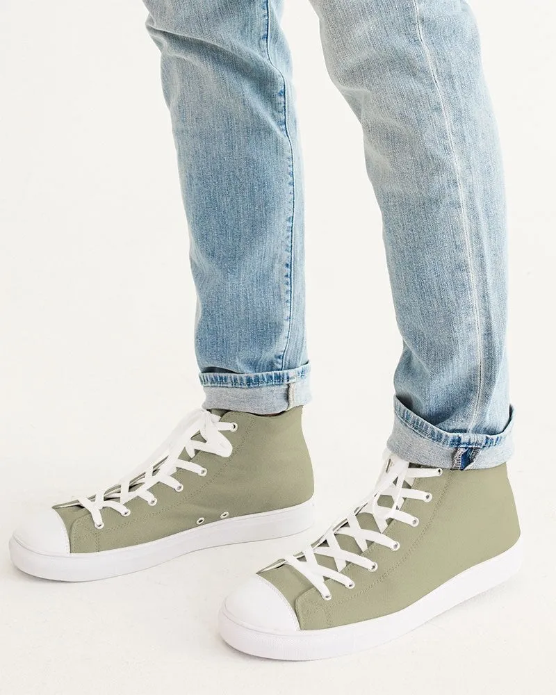 Shaded Pale Pastel Yellow Gray High-Top Canvas Sneakers | Men's | C0M0Y30K30