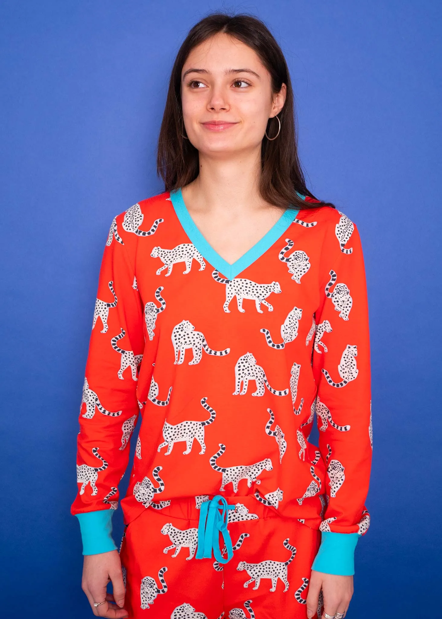 Snow Leopards Organic Jersey PJ Set (Coral)