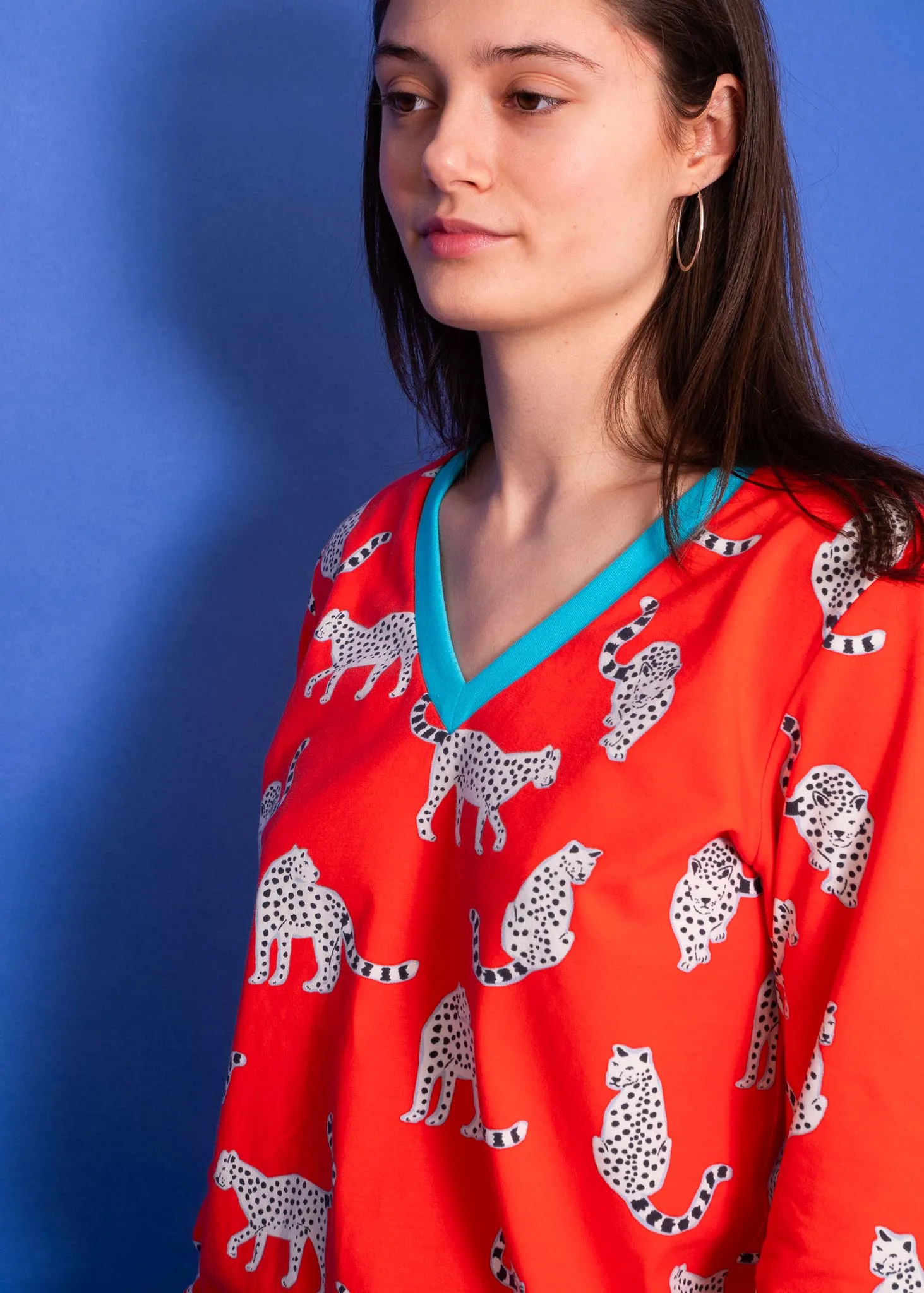 Snow Leopards Organic Jersey PJ Set (Coral)