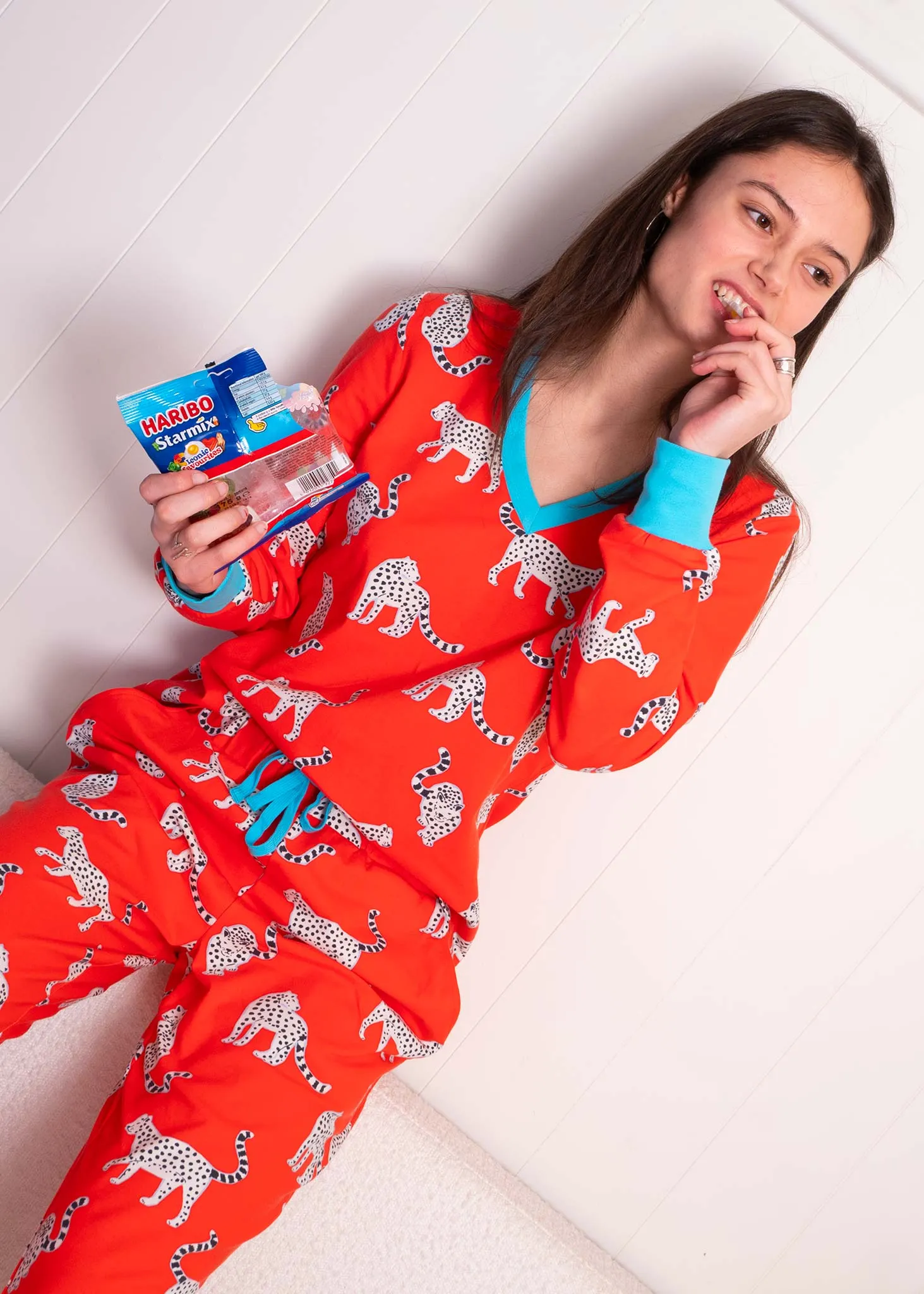 Snow Leopards Organic Jersey PJ Set (Coral)