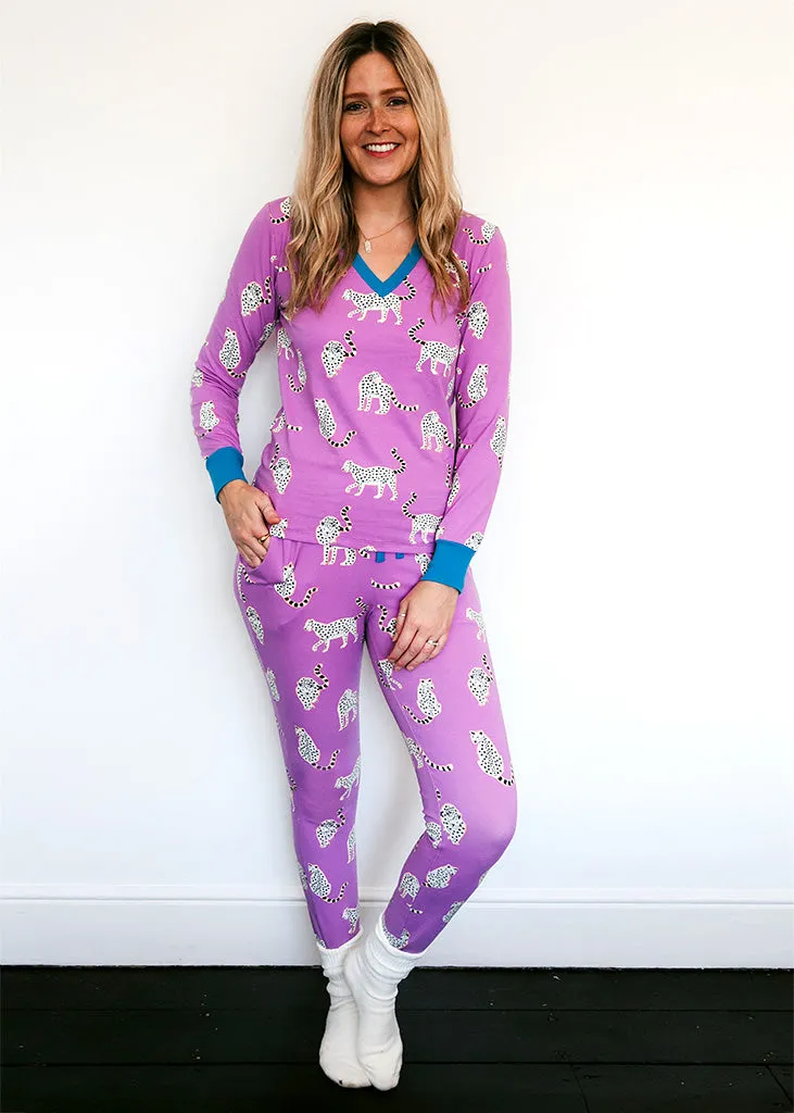Snow Leopards Organic Jersey PJ Set (Lilac)