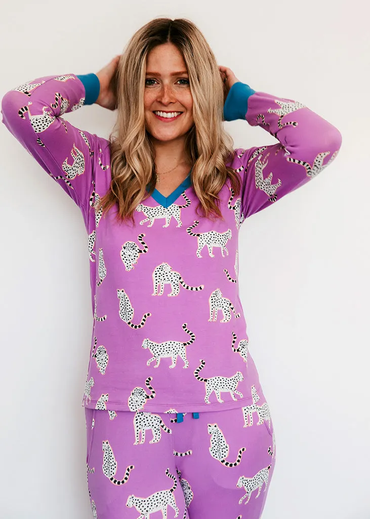 Snow Leopards Organic Jersey PJ Set (Lilac)