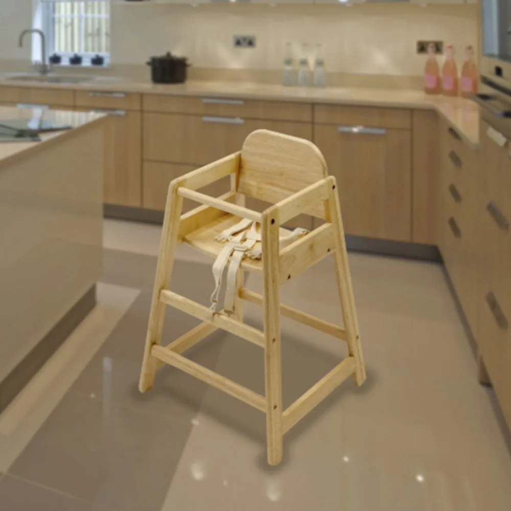 Solid Eco Conscious Wooden Stackable High Chair | Safety Harness | Baby Led Weaning | Natural