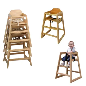 Solid Eco Conscious Wooden Stackable High Chair | Safety Harness | Baby Led Weaning | Natural