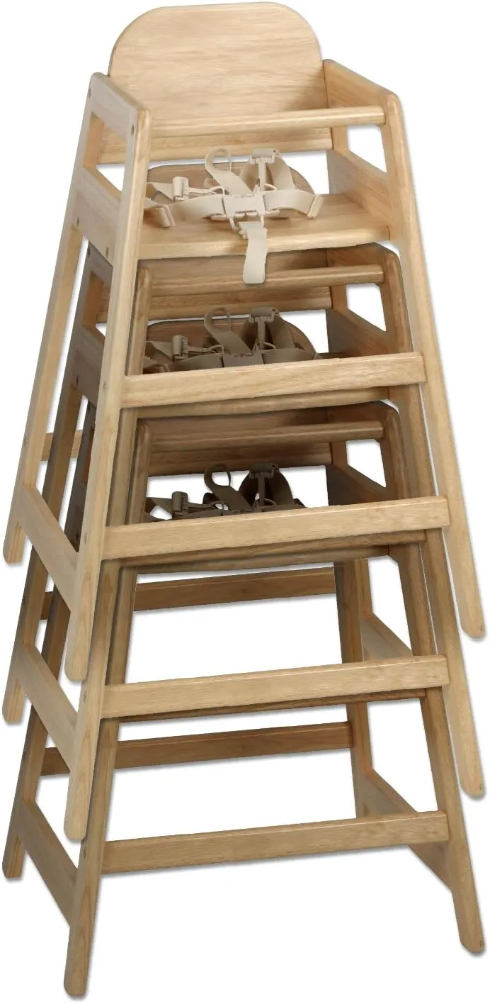 Solid Eco Conscious Wooden Stackable High Chair | Safety Harness | Baby Led Weaning | Natural
