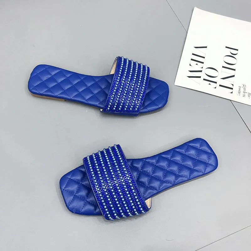 Square head diamond slippers
