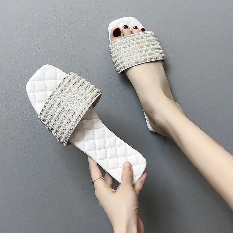 Square head diamond slippers